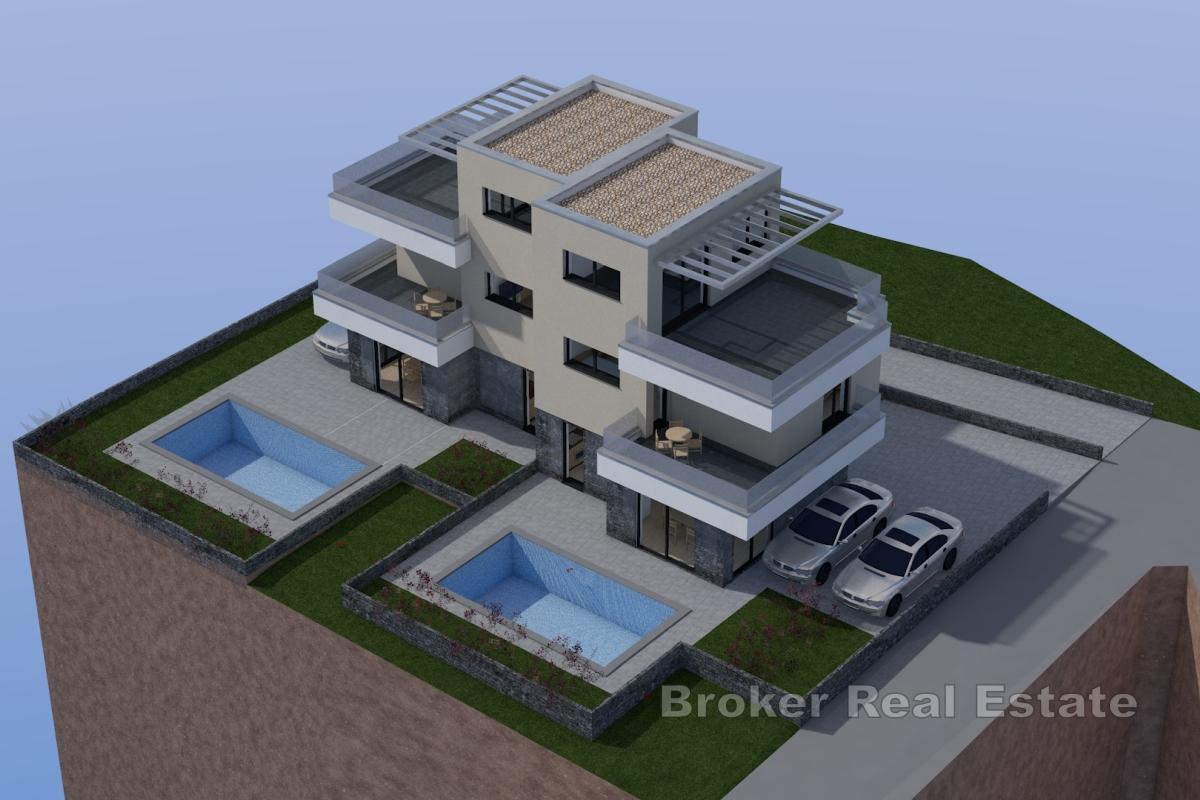 Moderne Doppelhaushälften mit Pool in der Nähe von Šibenik