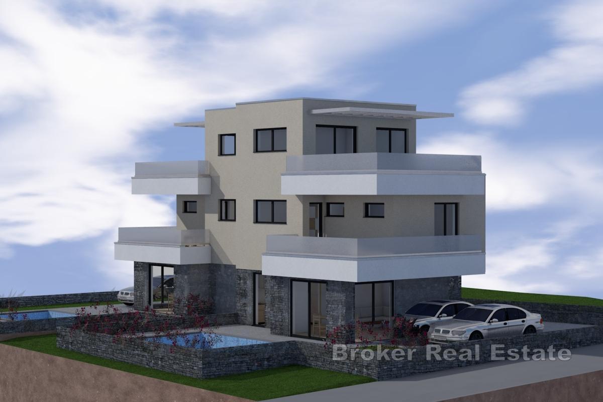 Moderne Doppelhaushälften mit Pool in der Nähe von Šibenik