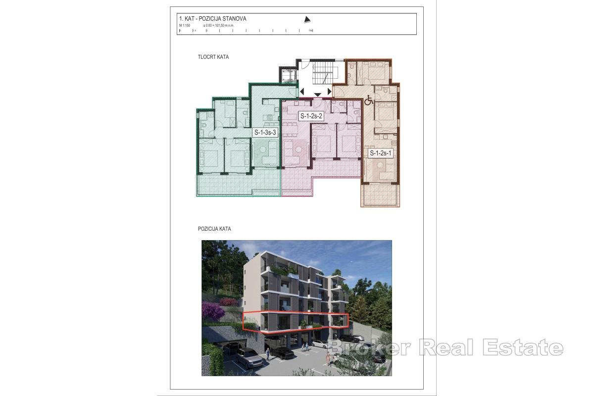 Moderan dvosobni apartman s pogledom na more