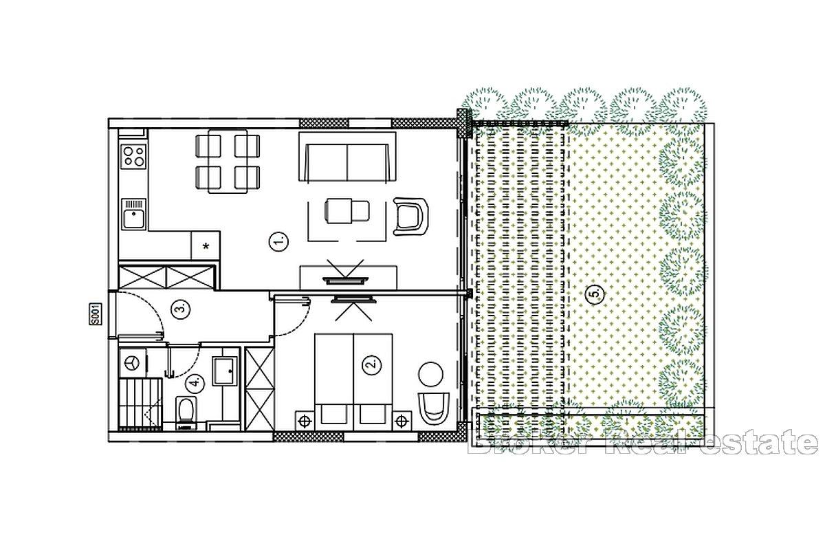 Nově postavené apartmány v první řadě k moři