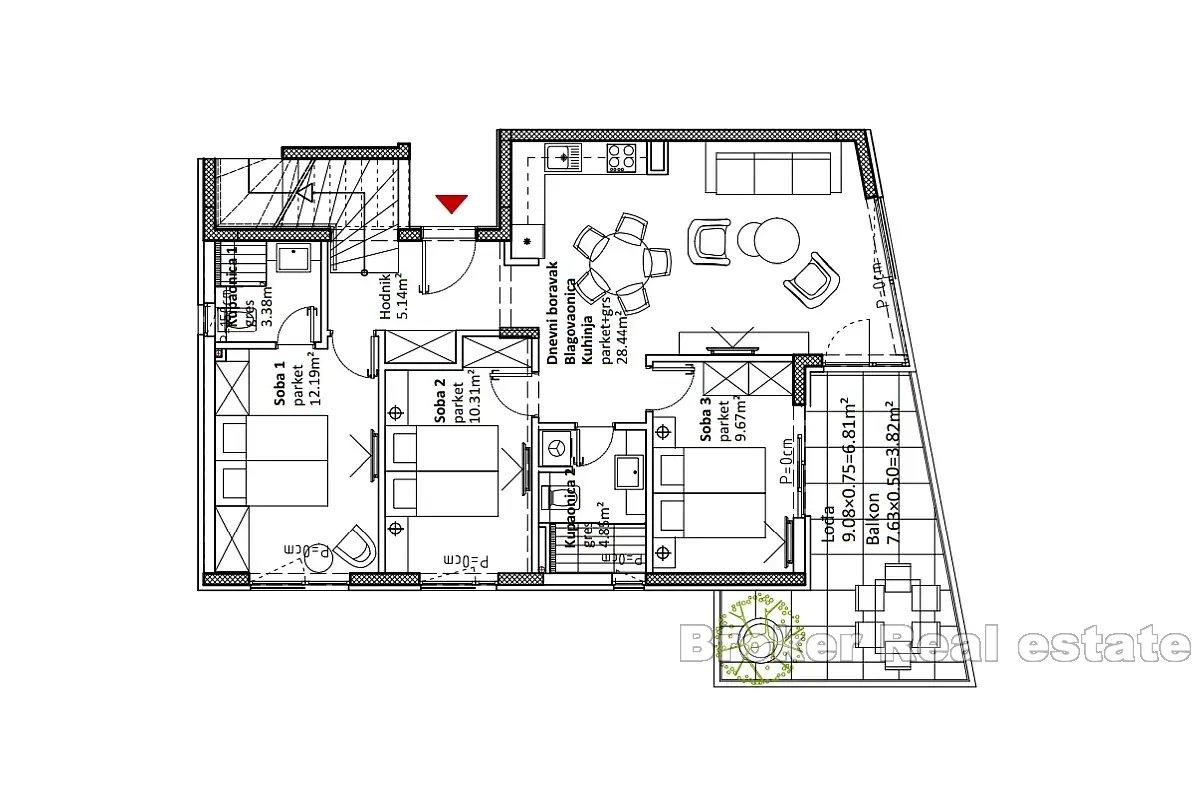 Moderne leilighet med takterrasse i første rad mot sjøen