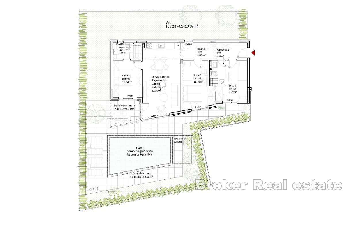 Apartments in the first row to the sea