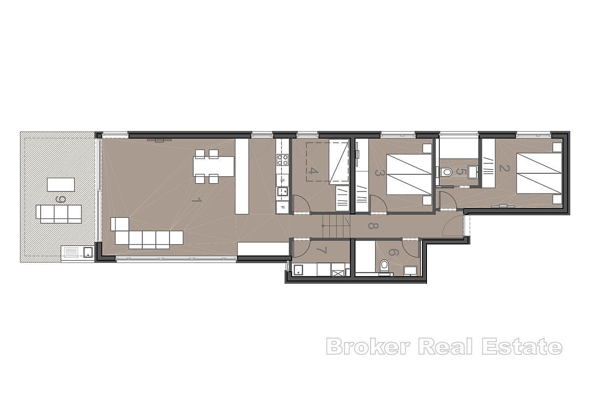 Appartement moderne dans un immeuble neuf avec vue sur la mer