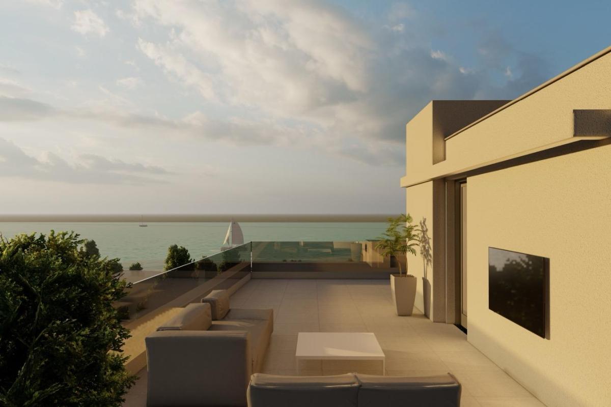 Appartement moderne de deux chambres dans un immeuble neuf avec vue sur la mer