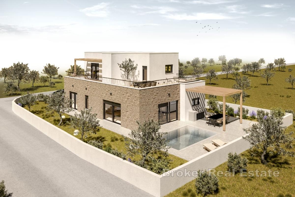 Novosagrađena obiteljska kuća s bazenom i garažom