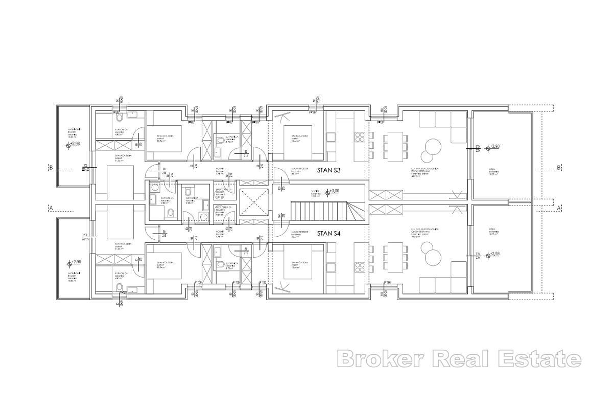 Trzypokojowy apartament w nowym budynku, w pierwszym rzędzie od morza