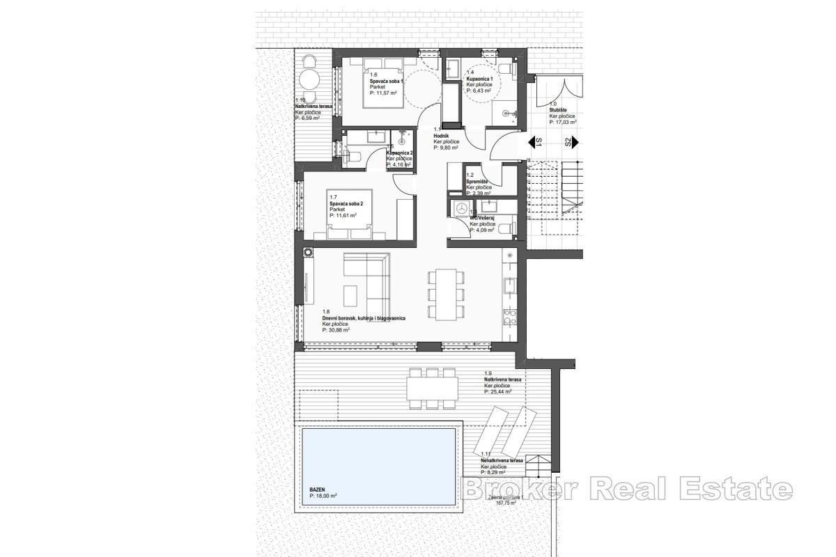 Appartement dans un immeuble neuf avec piscine