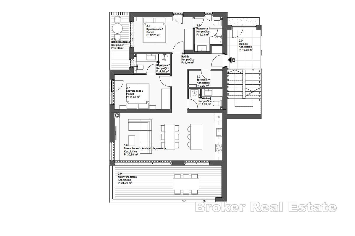 Apartament w nowym budynku z widokiem na morze