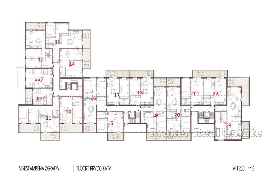 Apartmány v nové budově s výhledem na moře