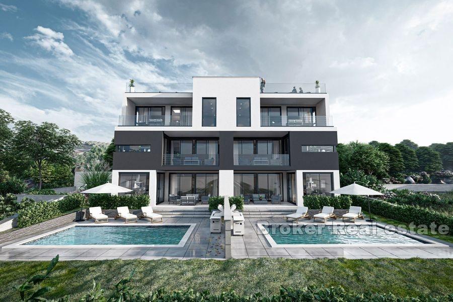 Modern apartments in the first row to the sea