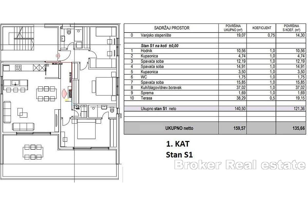 Luxurious Three-Bedroom Apartment in a New Building on a Quiet Location