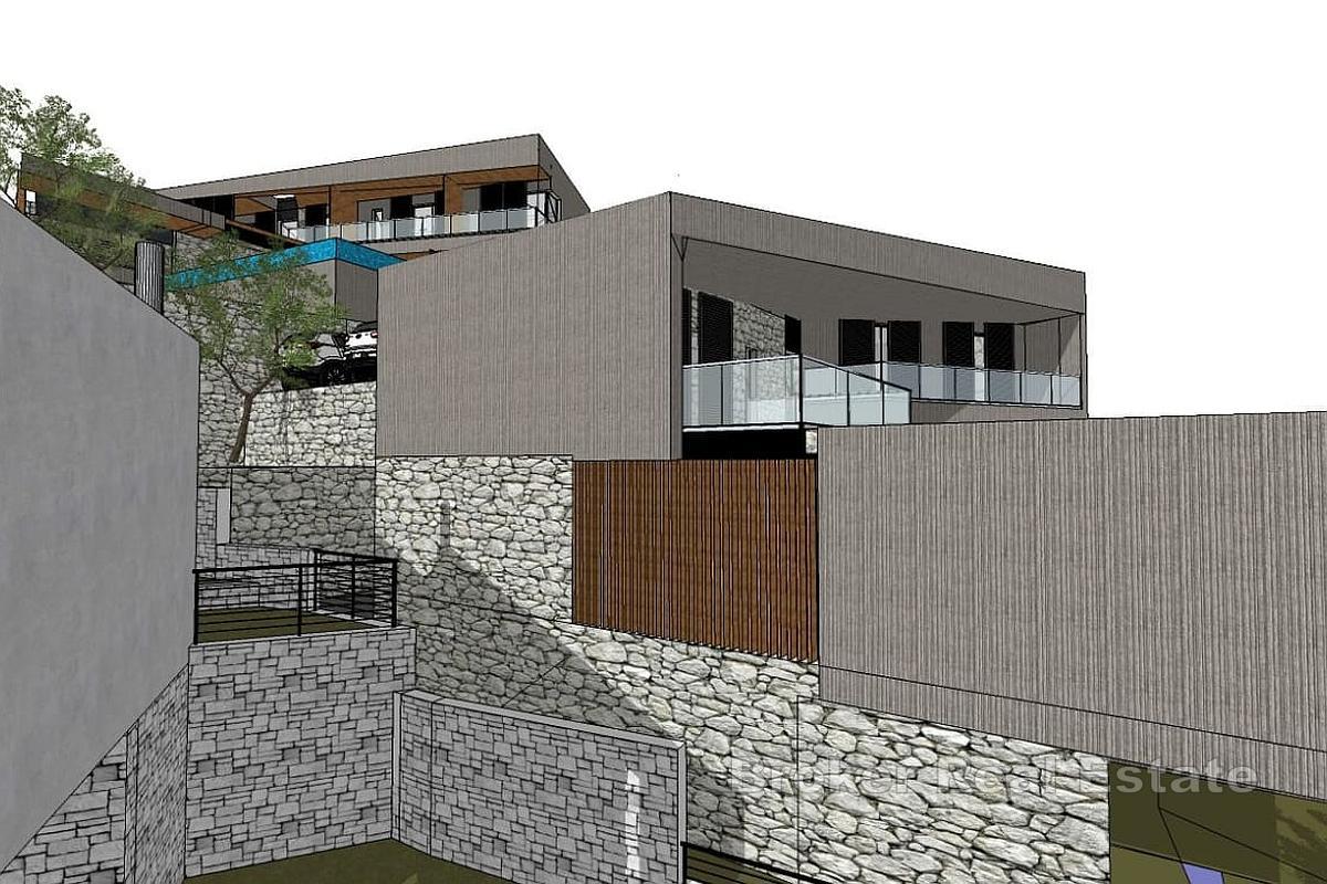 Terreno edificabile con progetto concettuale e vista mare