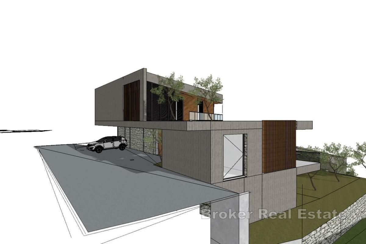 Terreno edificabile con progetto concettuale e vista mare