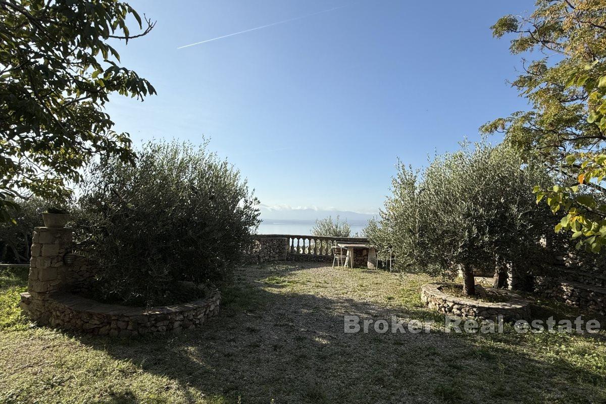 Terrain agricole unique avec bâtiment et belle vue sur la mer