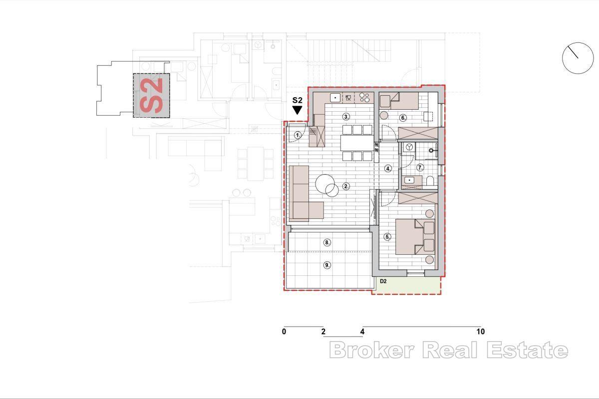 Modern lägenhet med havsutsikt