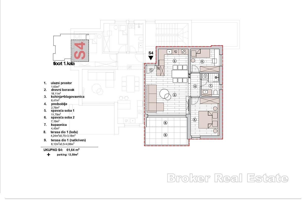 Appartement unique dans un immeuble neuf avec vue mer