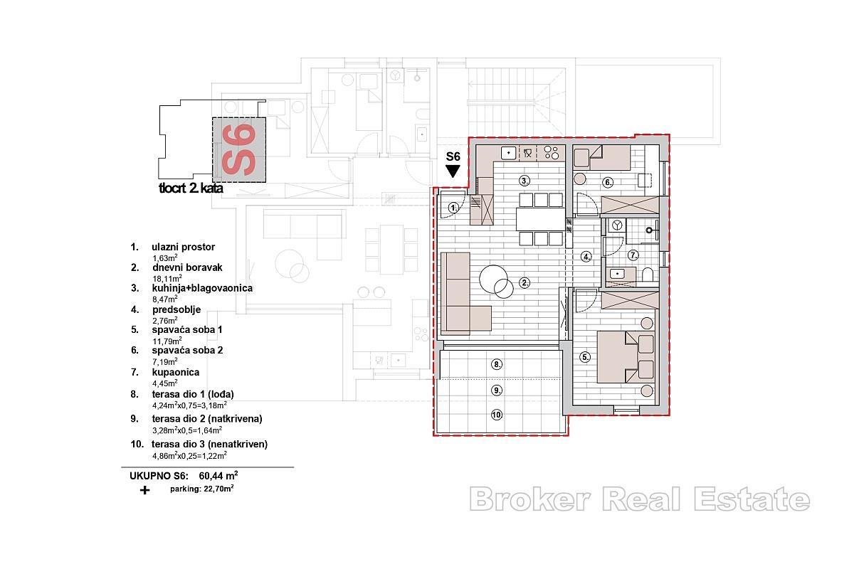 Moderne Wohnung mit Meerblick in einem Neubau