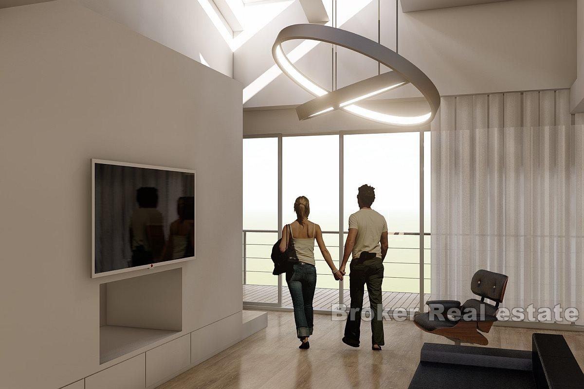 Unfinished house in front row by the sea