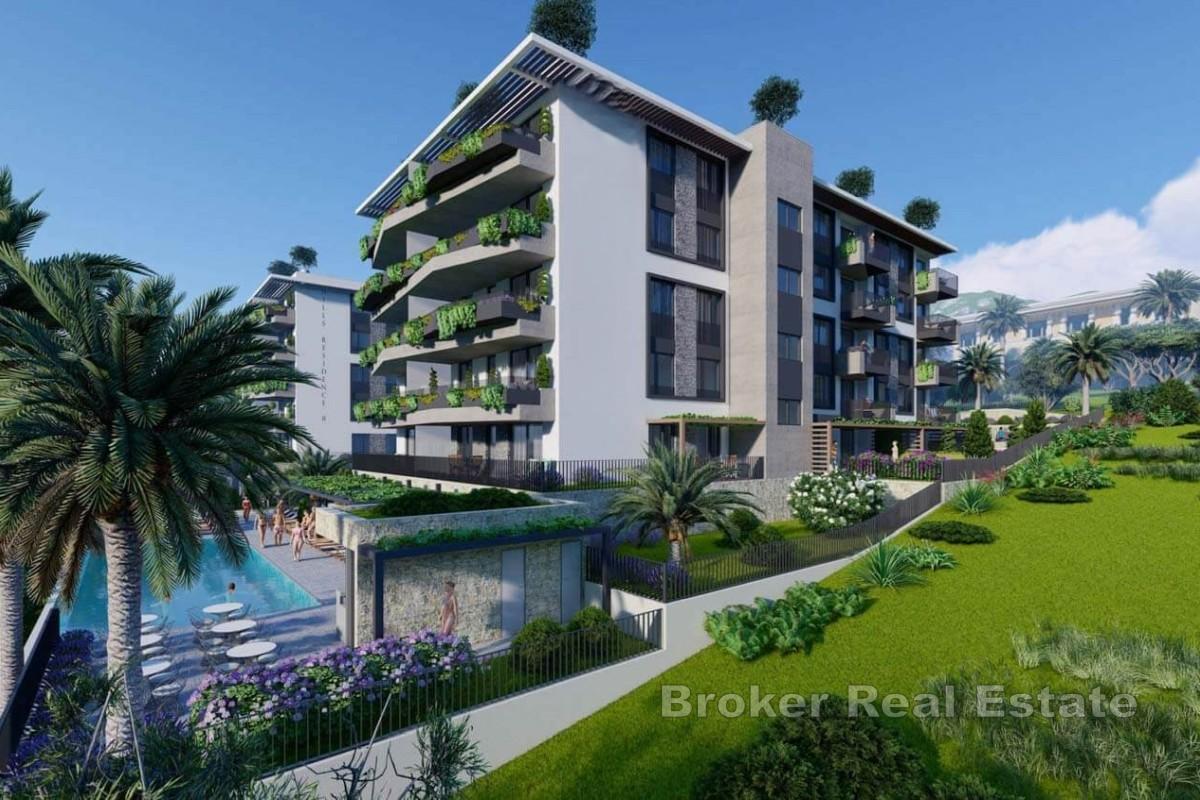 Nově postavené apartmány s krásným výhledem a blízko moře