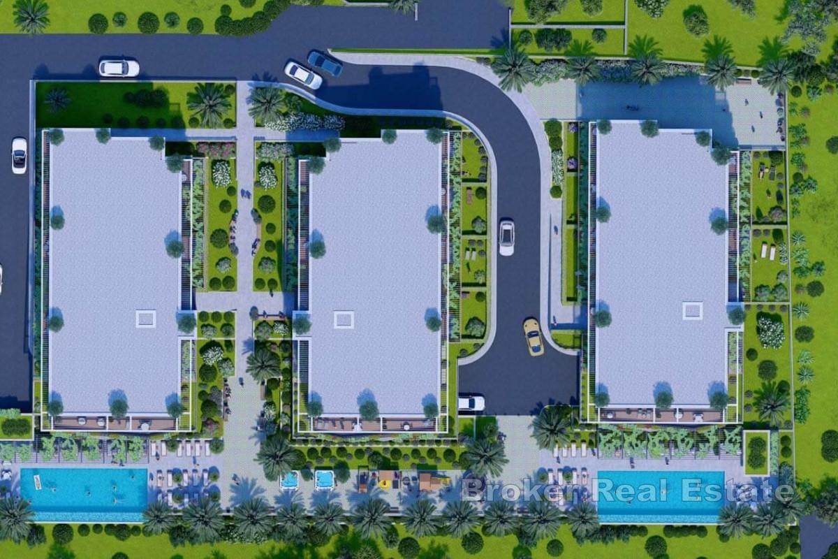 Nově postavené apartmány s krásným výhledem a blízko moře