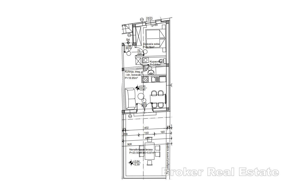 Apartmán s jednou ložnicí a velkou terasou v centru města