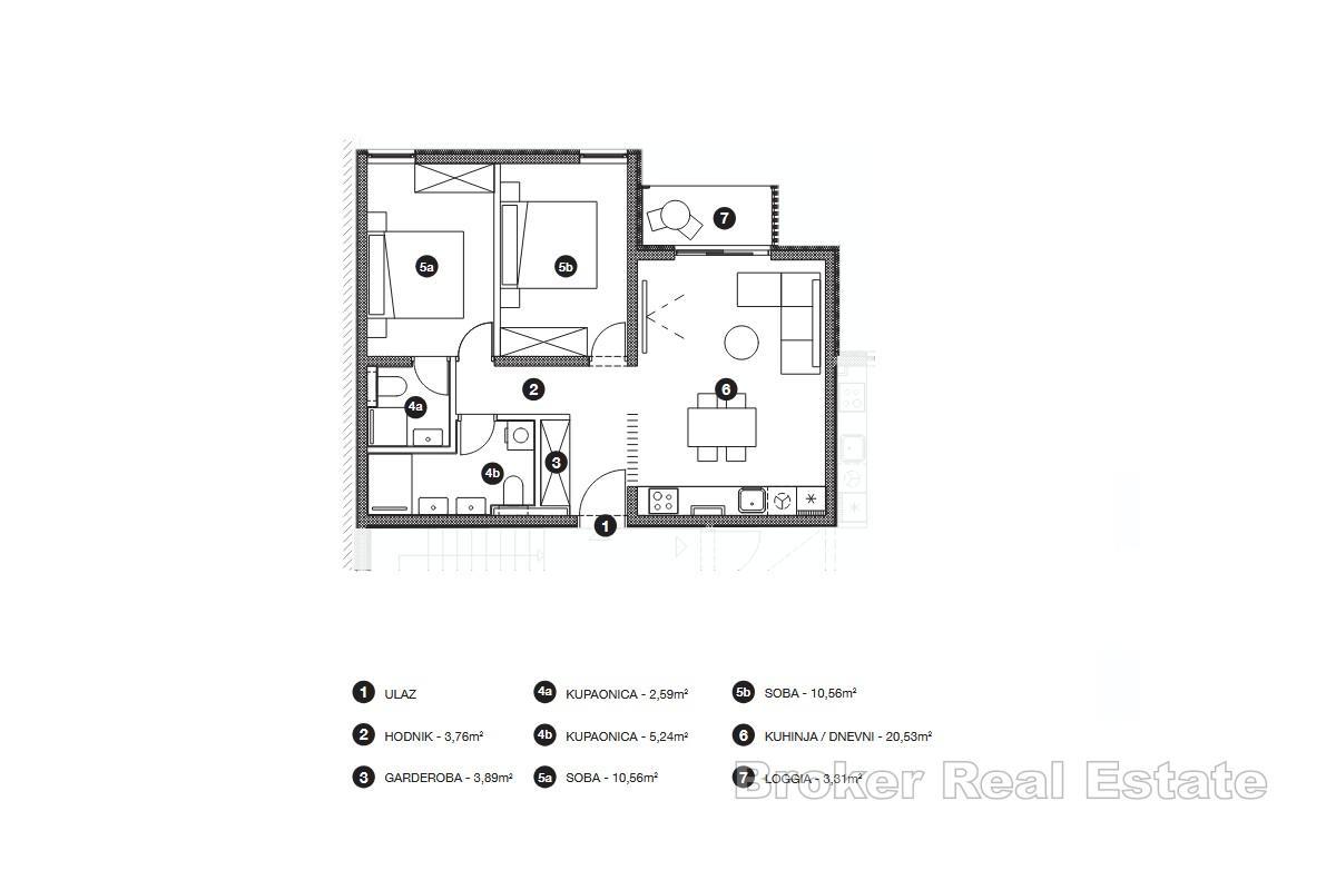 Novogradnja - dvosoban stan s lođom