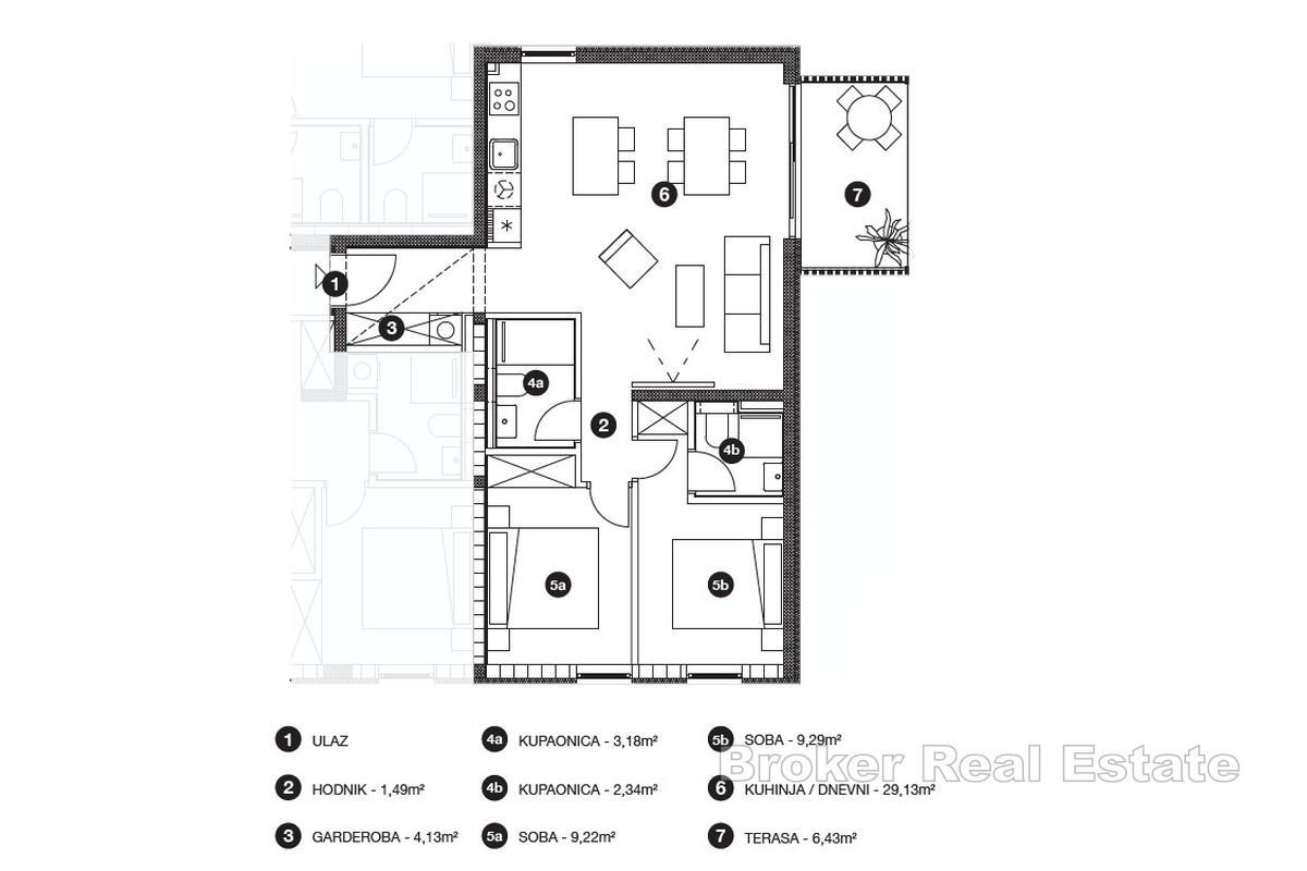 Nowa inwestycja - apartament z dwiema sypialniami i zadaszonym tarasem