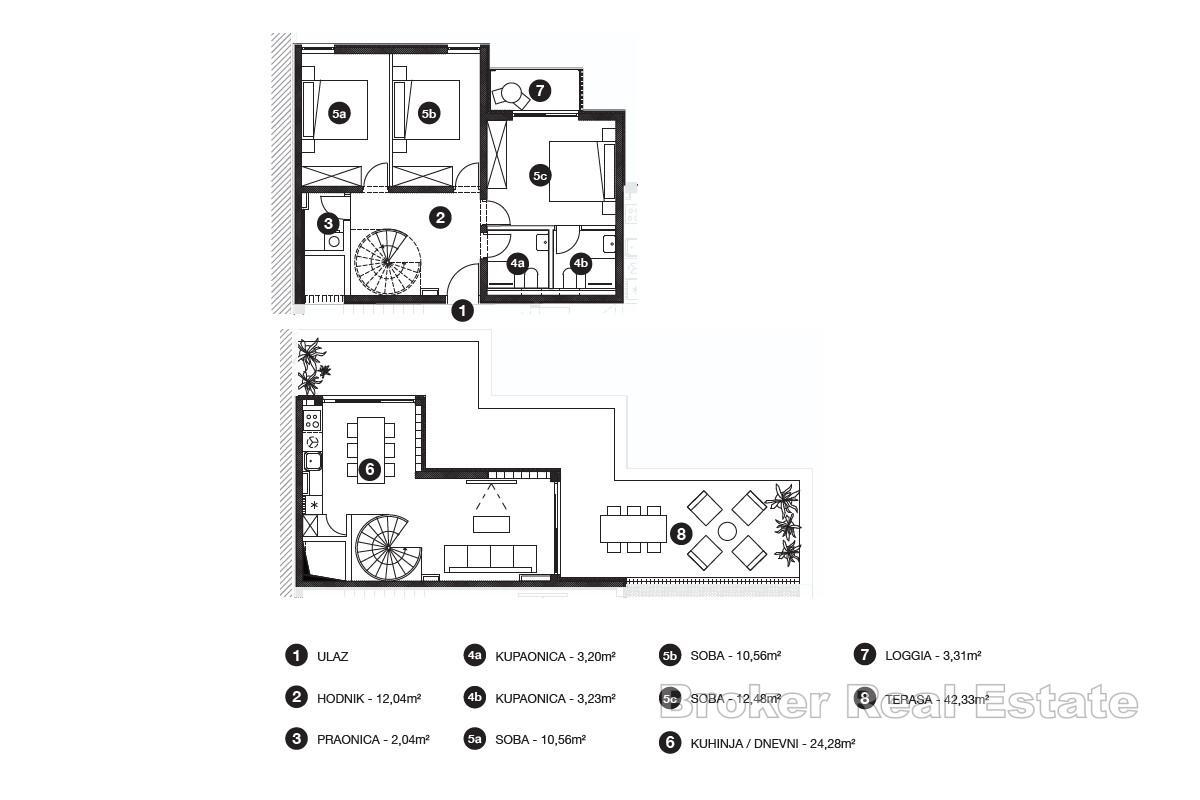 Neubau – Zweistöckige Dreizimmerwohnung mit Terrasse und Loggia
