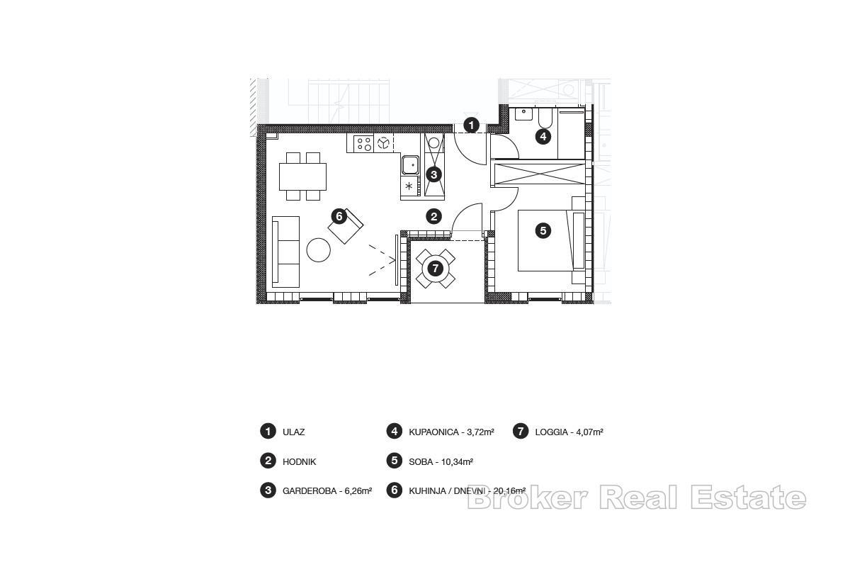 Nowa inwestycja - apartament z jedną sypialnią i loggią, blisko morza