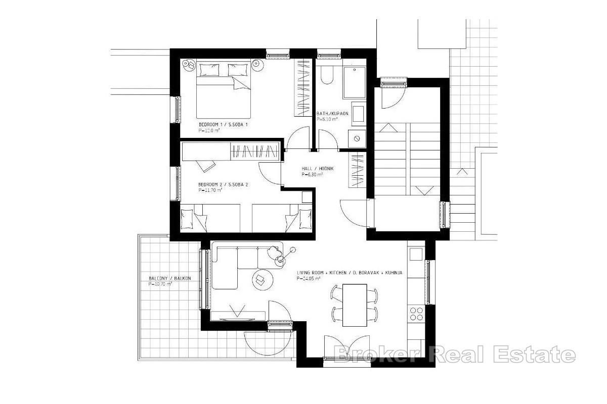 Nouvelle construction à Komiža - Appartement avec vue mer et parking