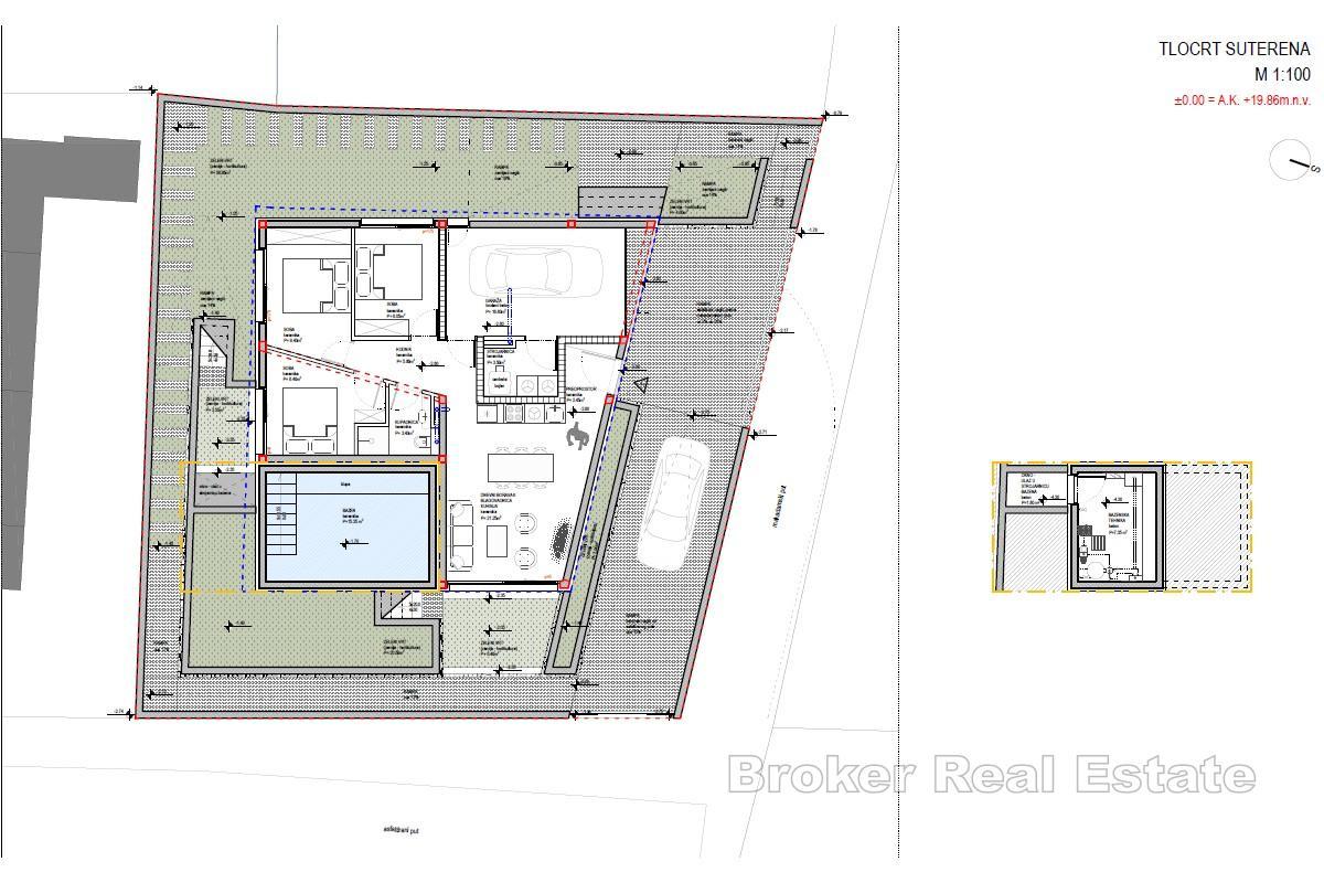 Baugrundstück mit Baugenehmigung für eine moderne Villa mit Pool