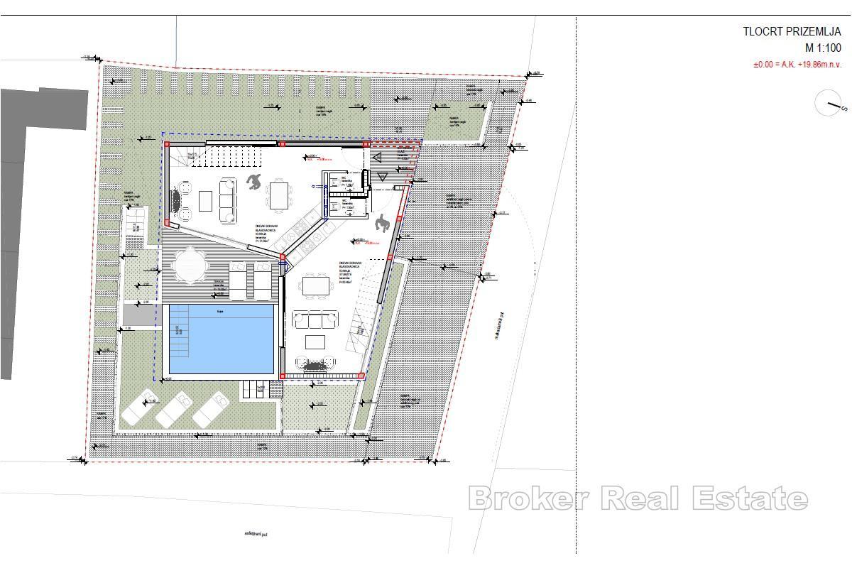 Baugrundstück mit Baugenehmigung für eine moderne Villa mit Pool