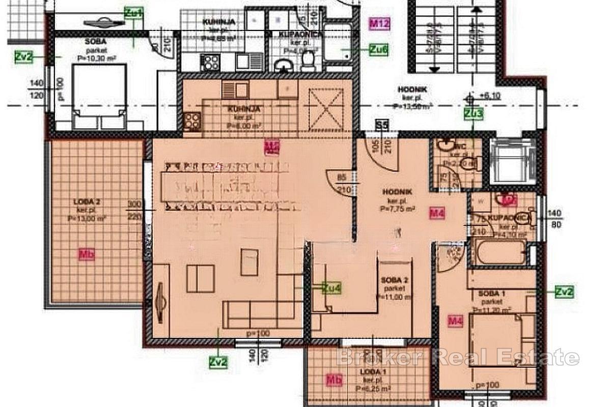 Роскошная двухуровневая квартира в новом доме с видом на море