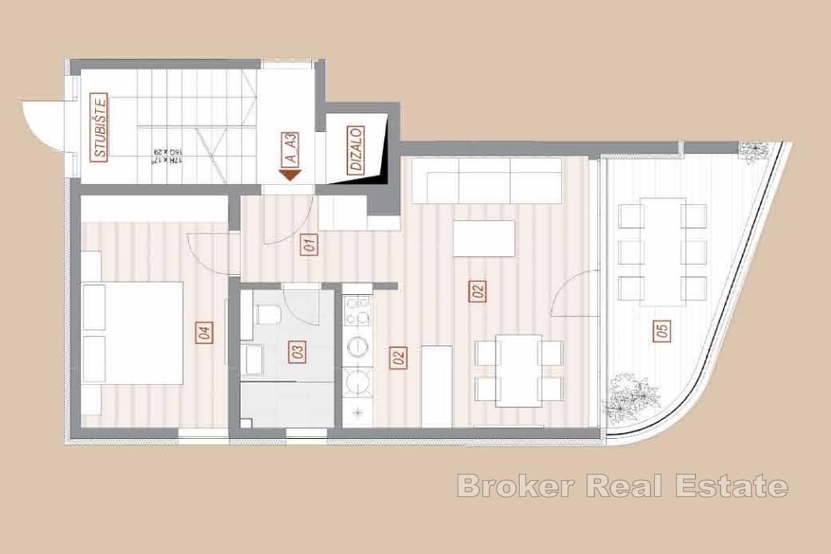 Appartamento di lusso al primo piano con terrazza, jacuzzi e vista mare