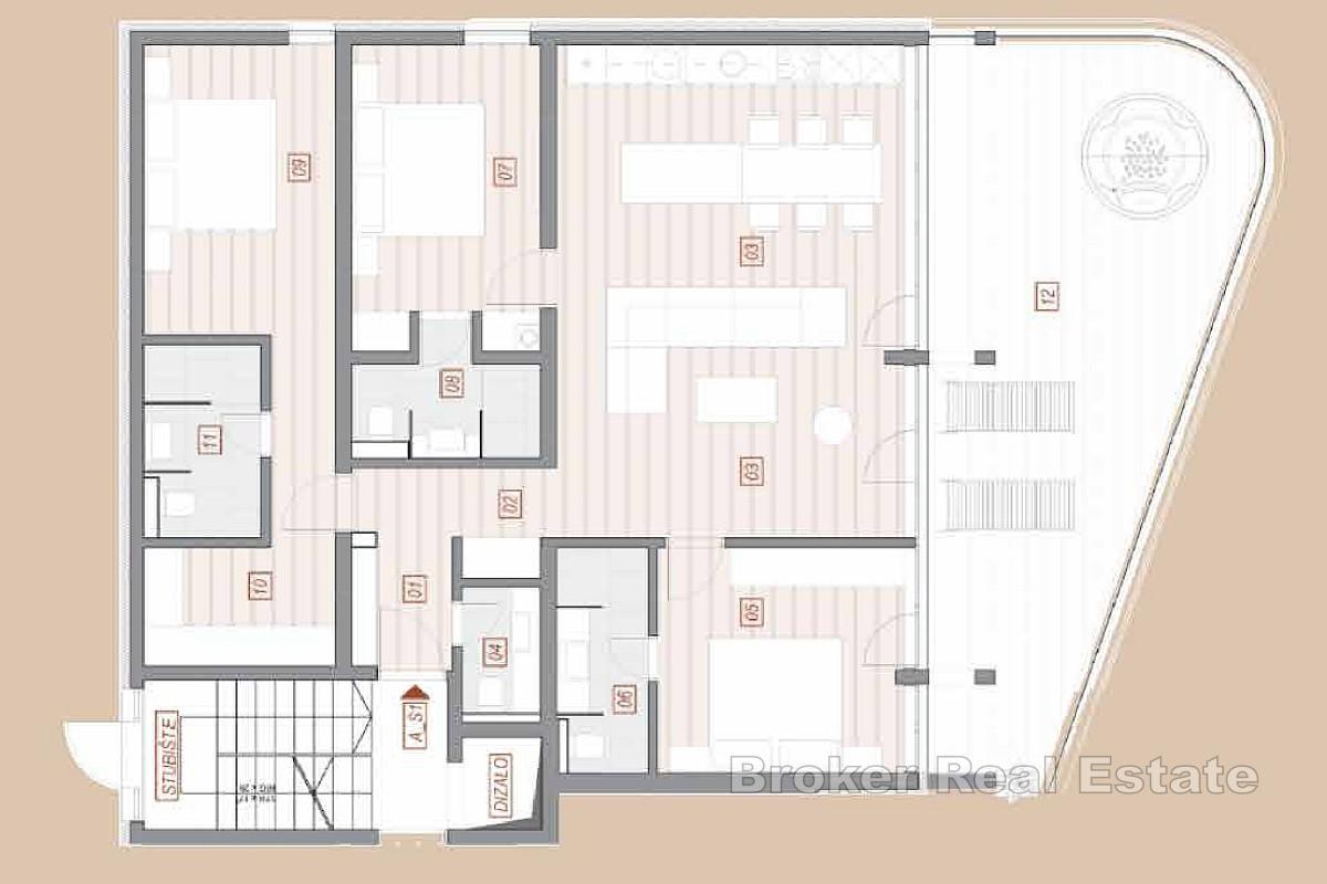 Trerumslägenhet med jacuzzi och havsutsikt