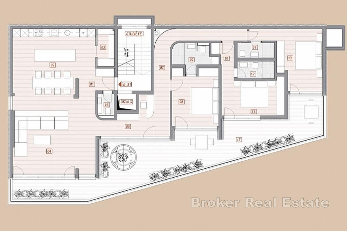 Spacieux appartement trois chambres au rez-de-chaussée avec terrasse