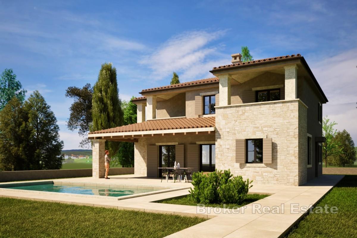 Maison istrienne en pierre avec piscine et vue mer