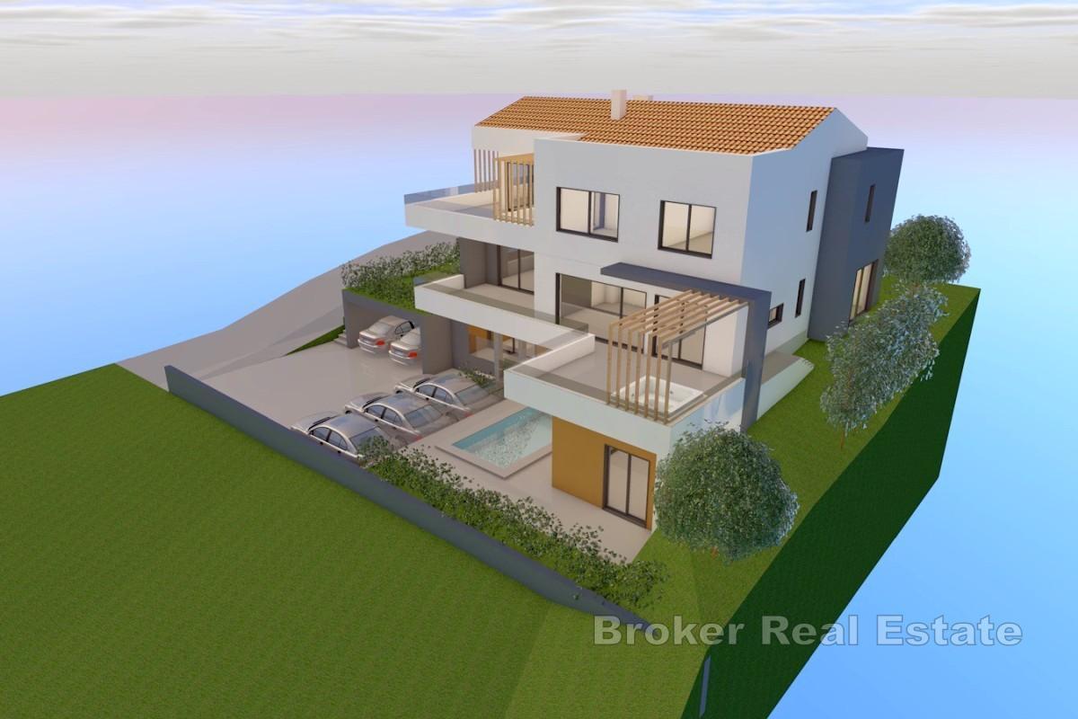 Pozemek s projektem pro moderní vilu s bazénem