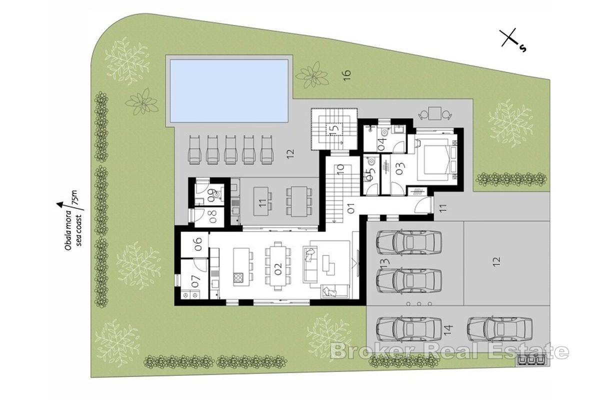 Luksuriøs moderne villa nær sjøen, med svømmebasseng og takterrasse