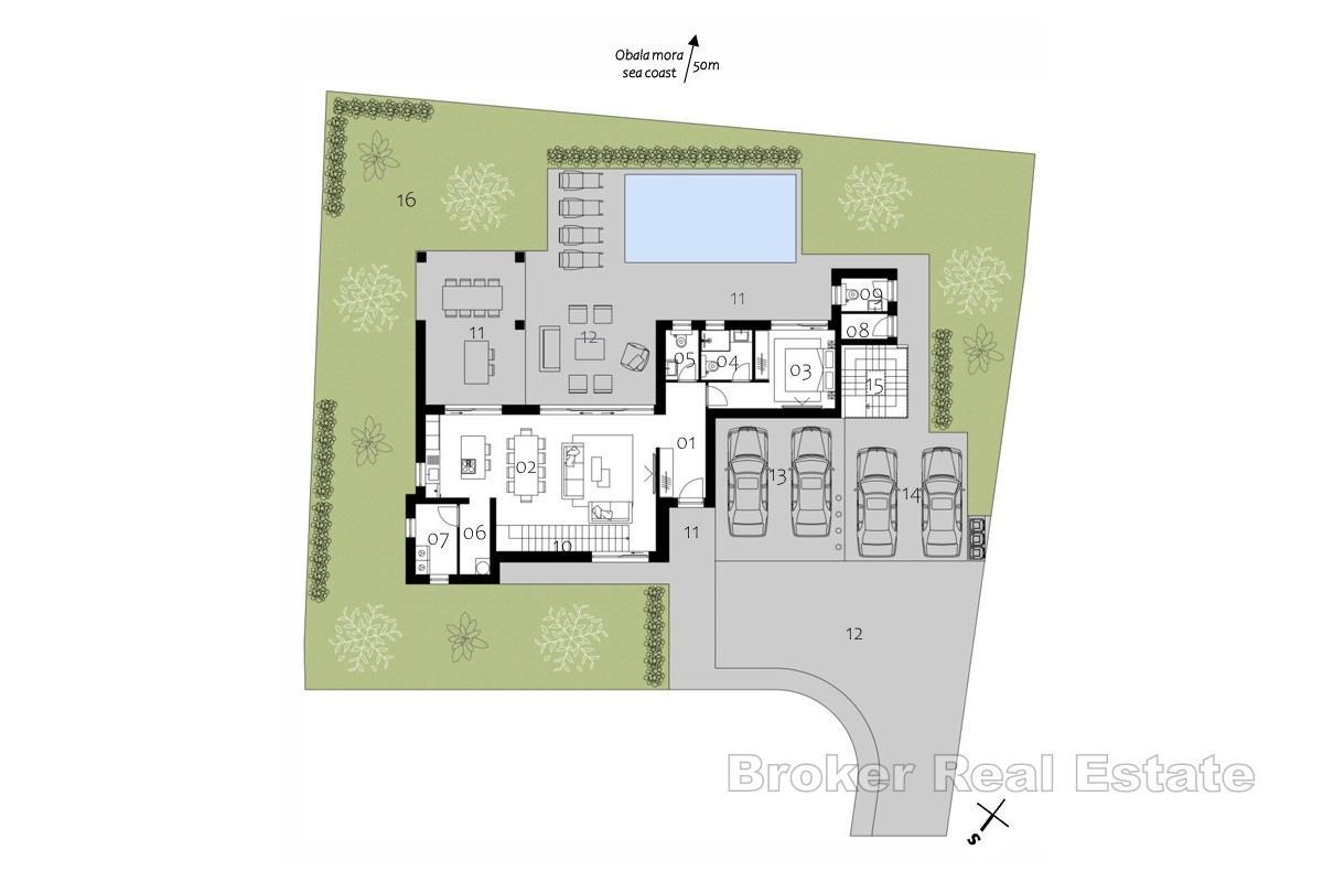 Modern kustvilla i Pomer med uppvärmd pool och exklusiv takterrass