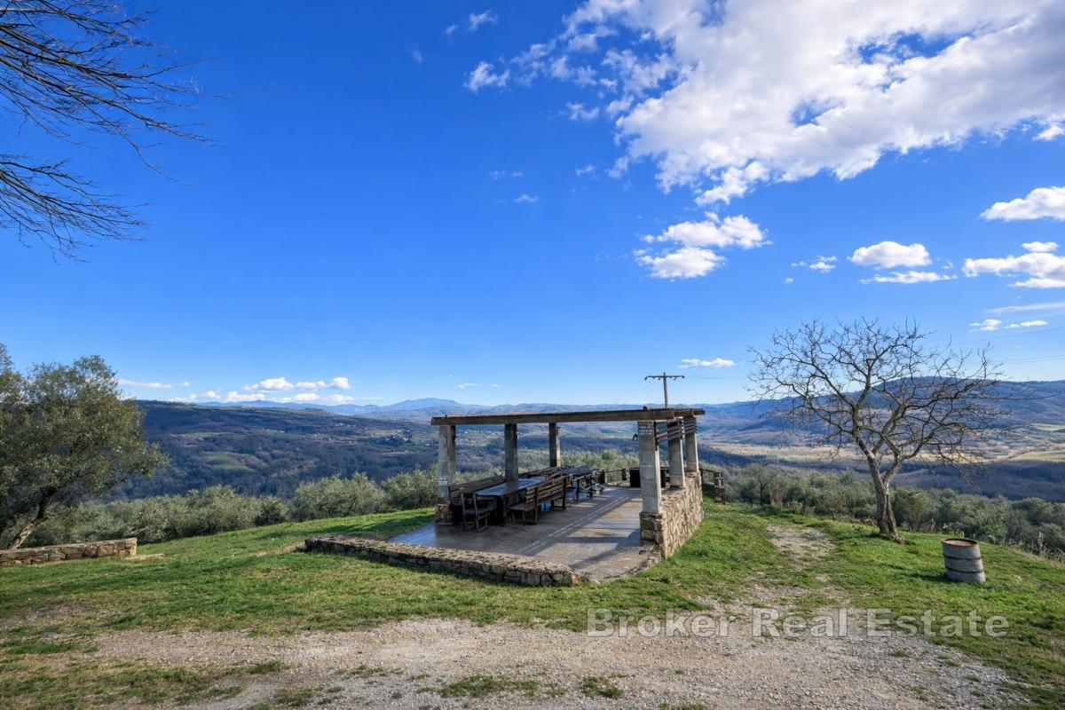 Unik egendom på 17 hektar med panoramautsikt över Motovun och Butonigasjön