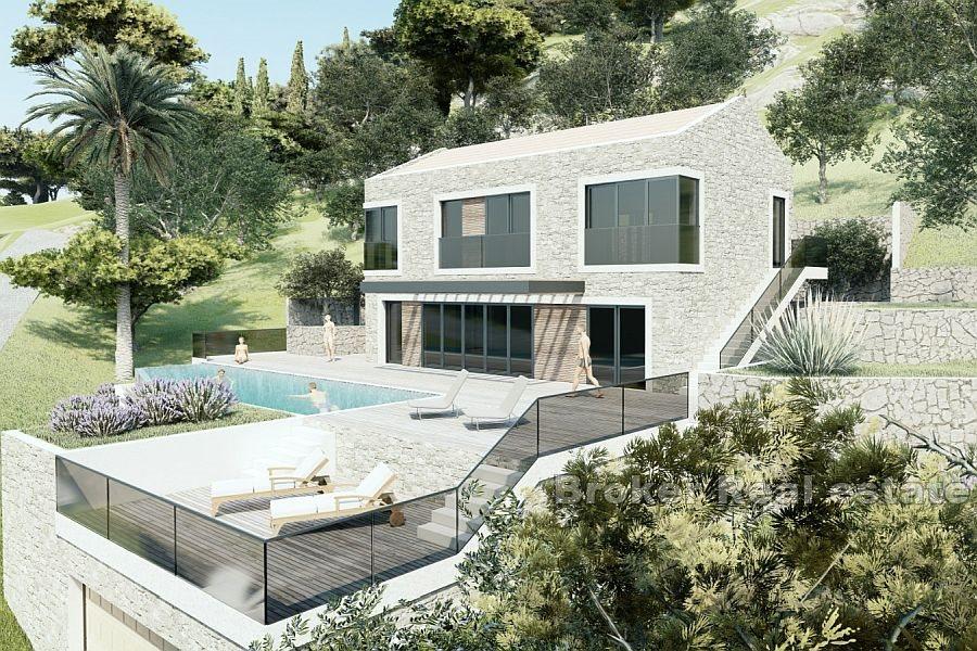 Building land with permit and open sea view