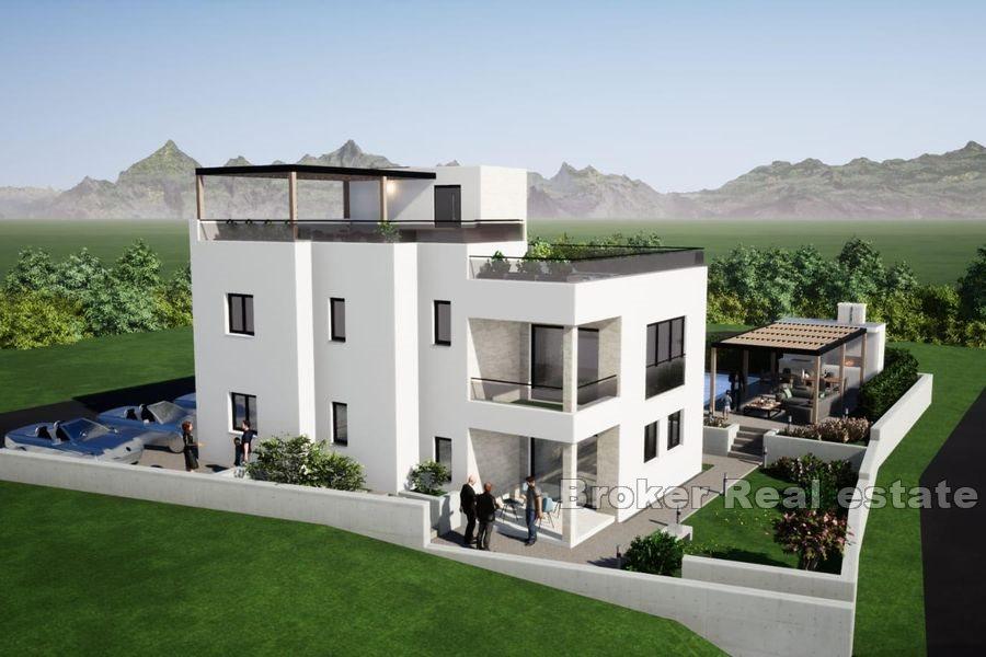 Modern villa under construction with sea view