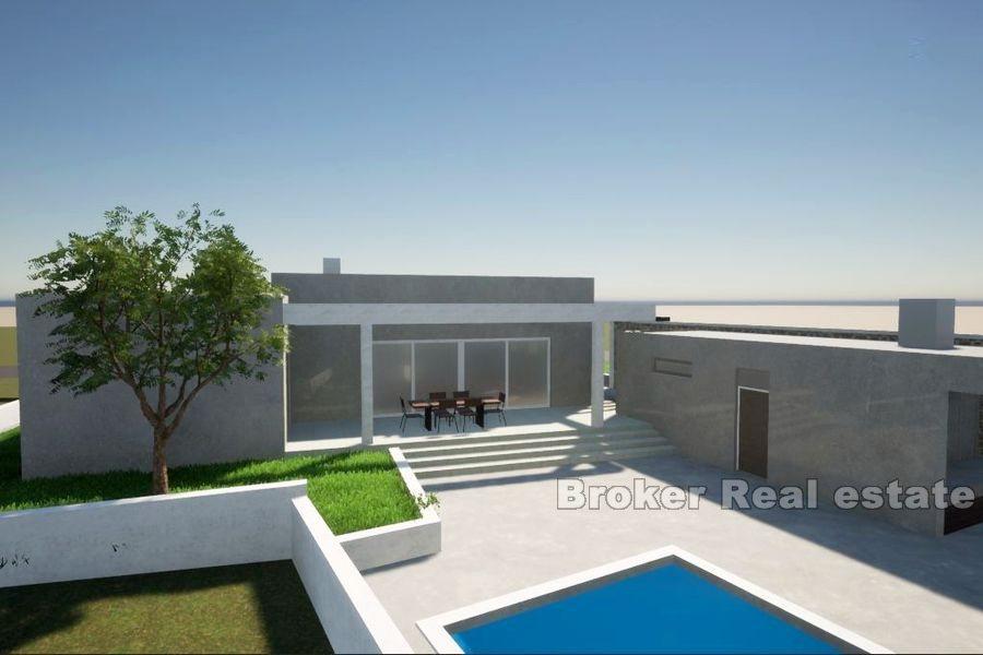 Neu gebautes einstöckiges Haus mit Swimmingpool