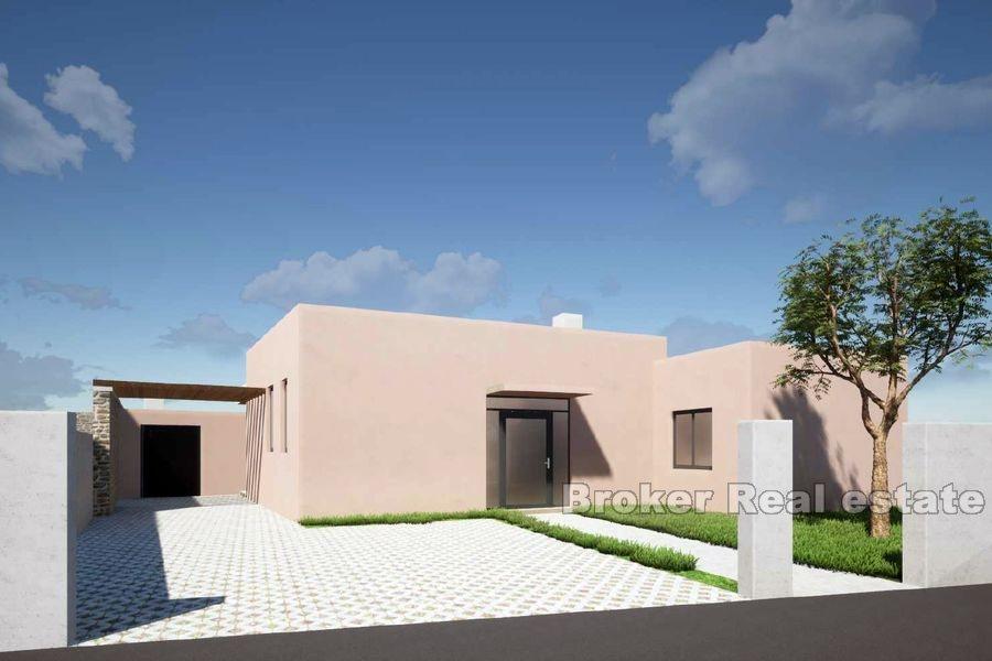 Neu gebautes einstöckiges Haus mit Swimmingpool