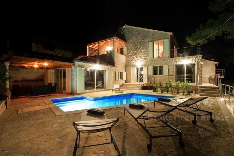 Villa de luxe avec piscine, première rangée de la mer