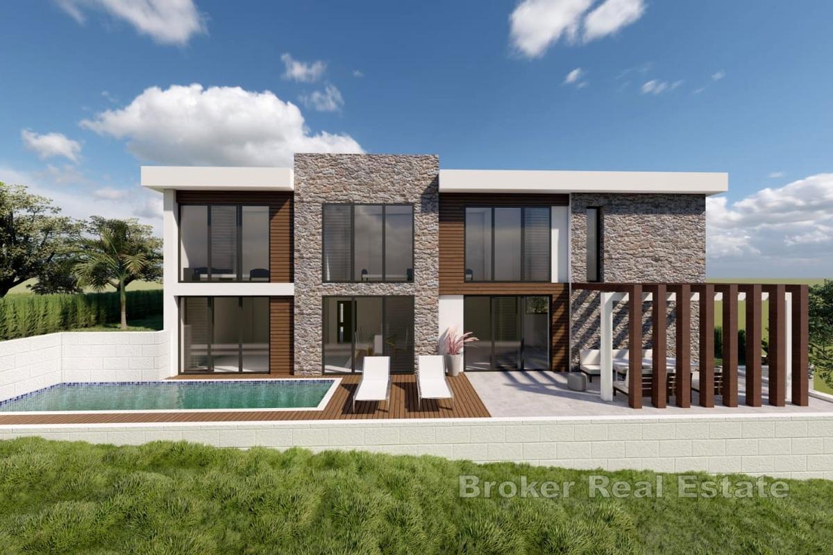 Villa moderna con piscina e vista mare