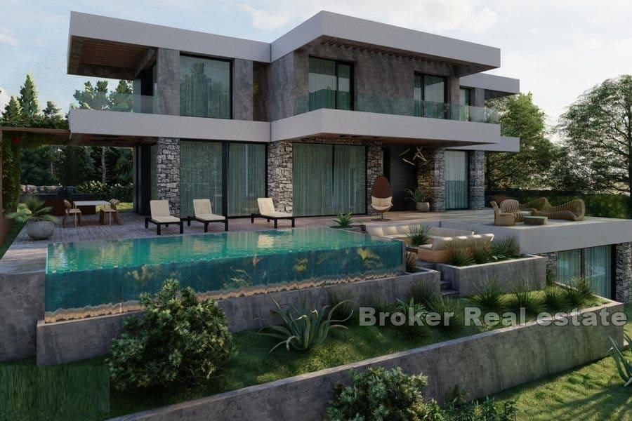 Baugrundstück mit einem Projekt einer Villa mit Pool
