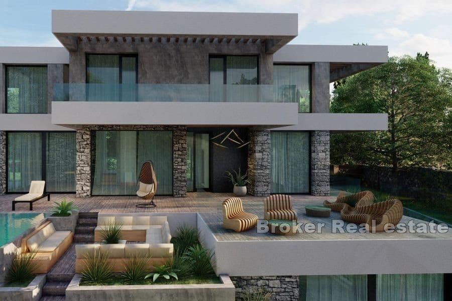 Baugrundstück mit einem Projekt einer Villa mit Pool