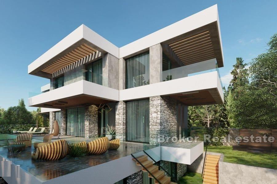 Baugrundstück mit einem Projekt einer Villa mit Pool
